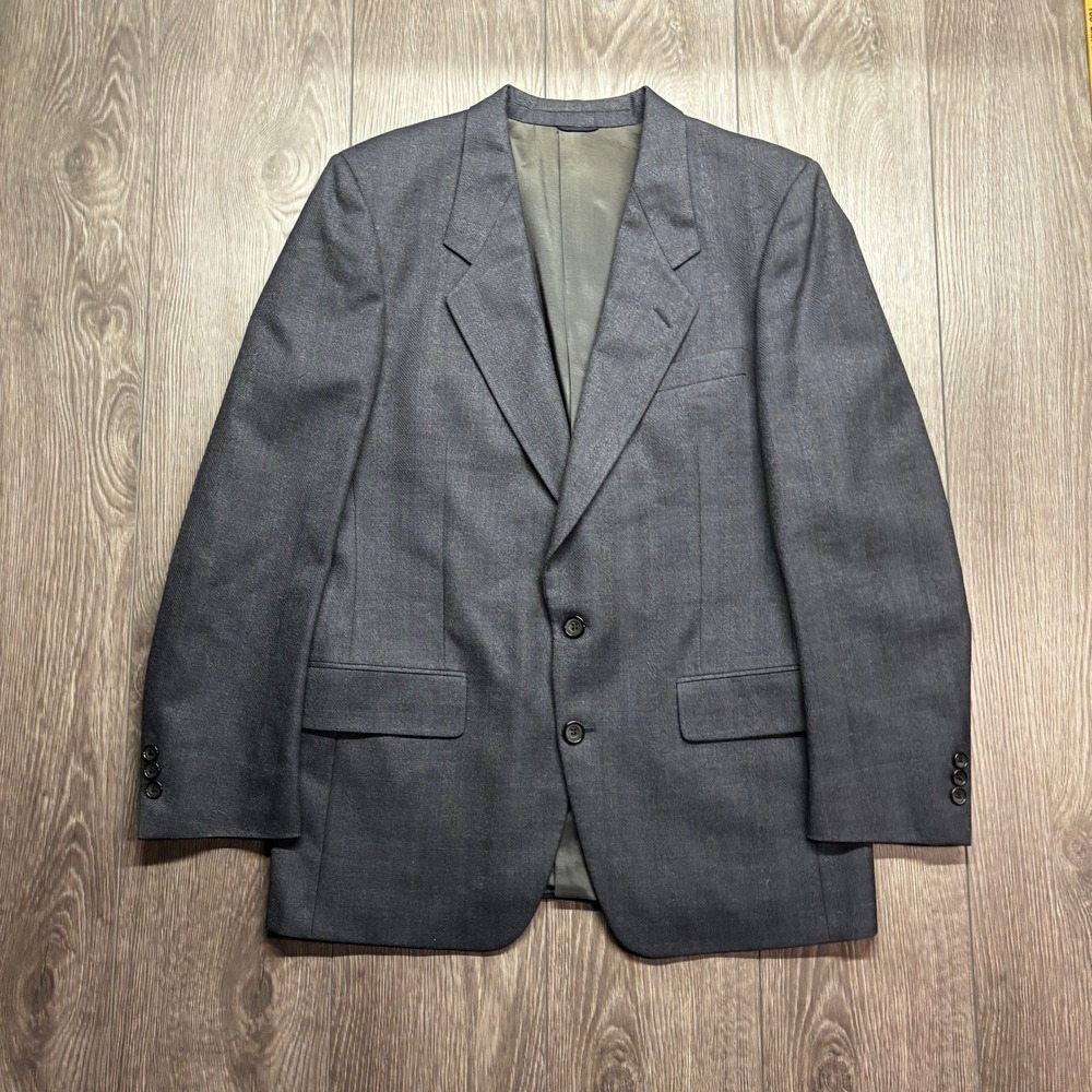 Givenchy Monsieur Mens Charcoal Grey Herringbone Virgin Wool Blazer Sport Coat